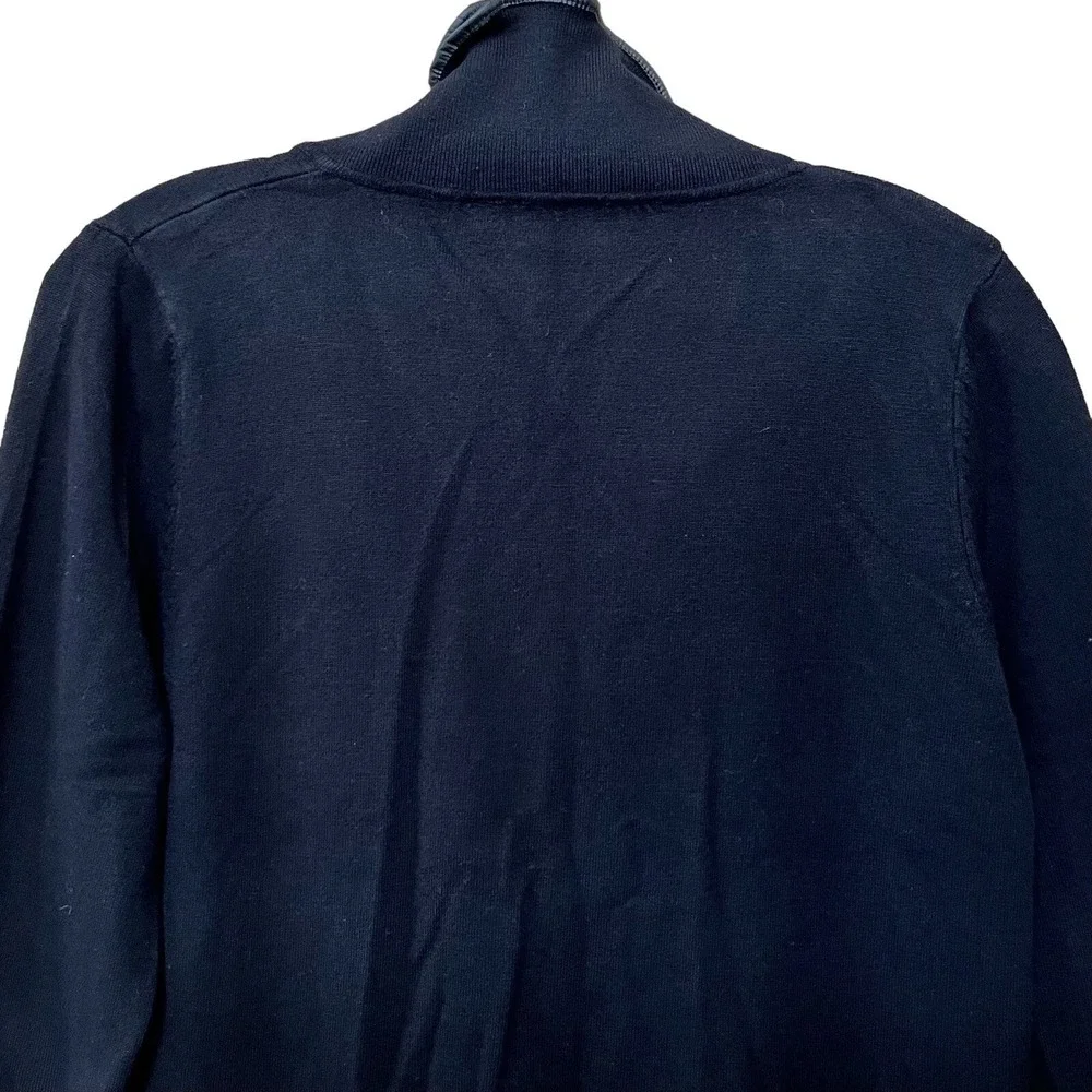 Vintage RED Sweater Women's Large Black 3/4 Sleeve Faux Leather Trim Boho
